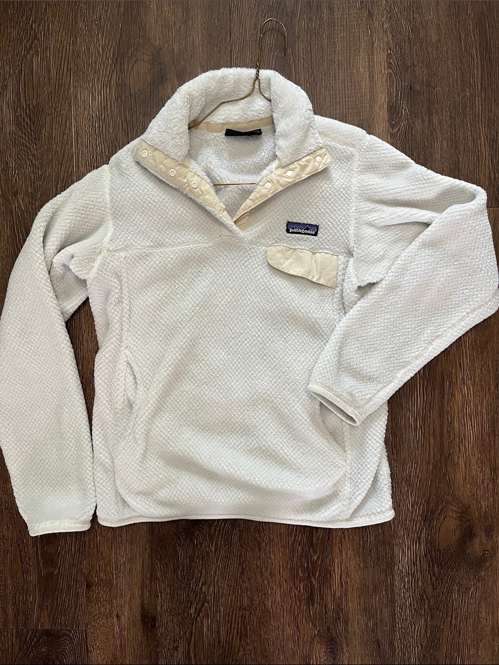 Patagonia Sweater Womens XS Re Tool Snap T Pullover White Sherpa Fleece